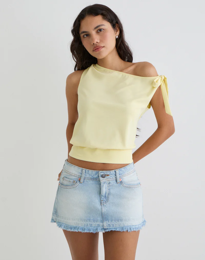 Aleyah Tie Shoulder Tee in Lemon - Image 4