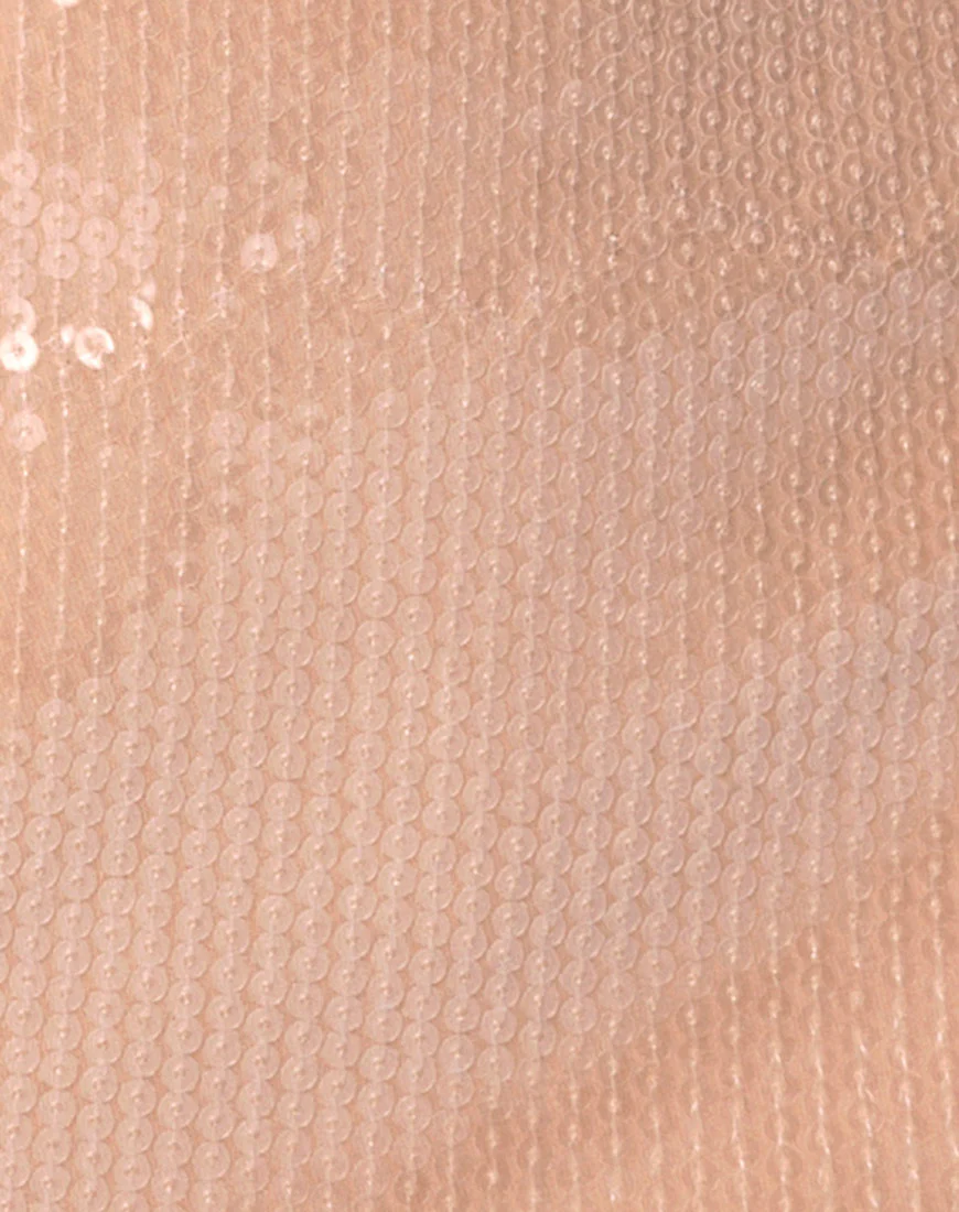 Champo Crop Top in Camel with Clear Sequin - Image 5