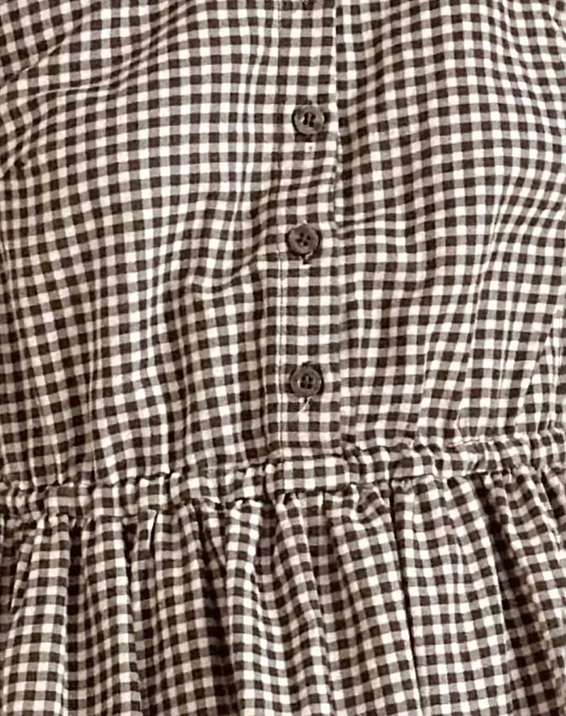 Galuh Smock Dress in Mini Brown Gingham - Image 7