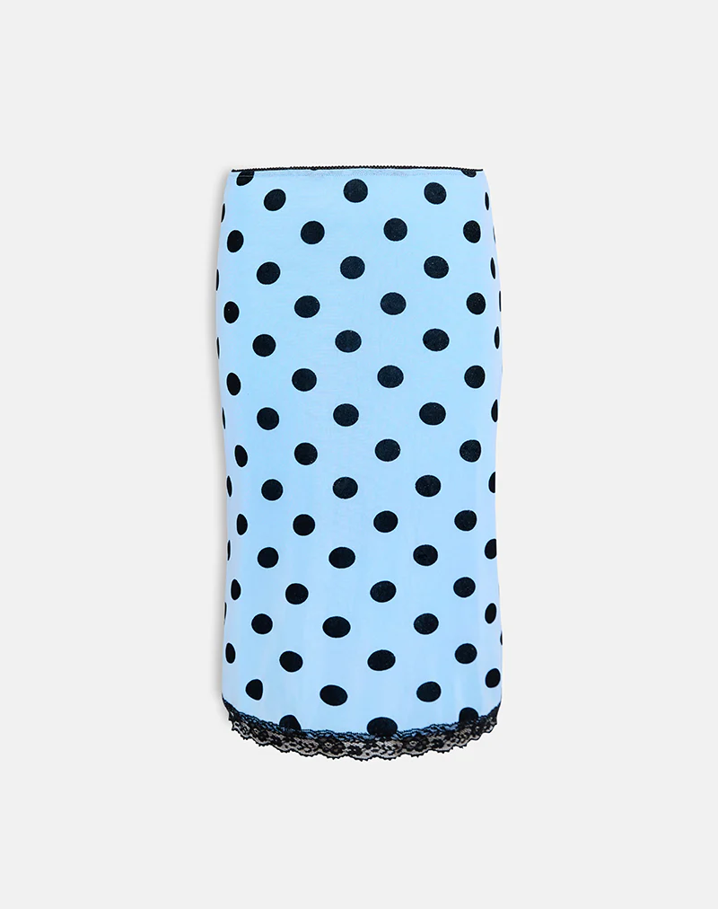 Gamila Midi Skirt in Blue with Polka Space Black - Image 5