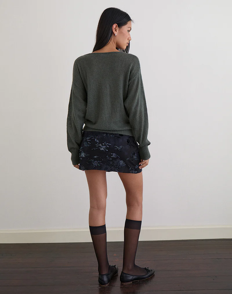 Grisha Long Sleeve Knit Top in Grey Smokey Green - Image 6