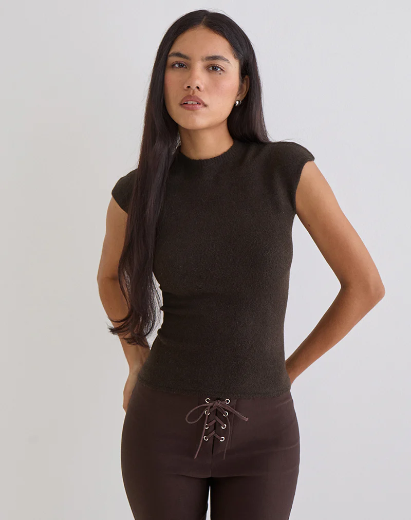 Hanuva Top in Knit Chocolate Brown