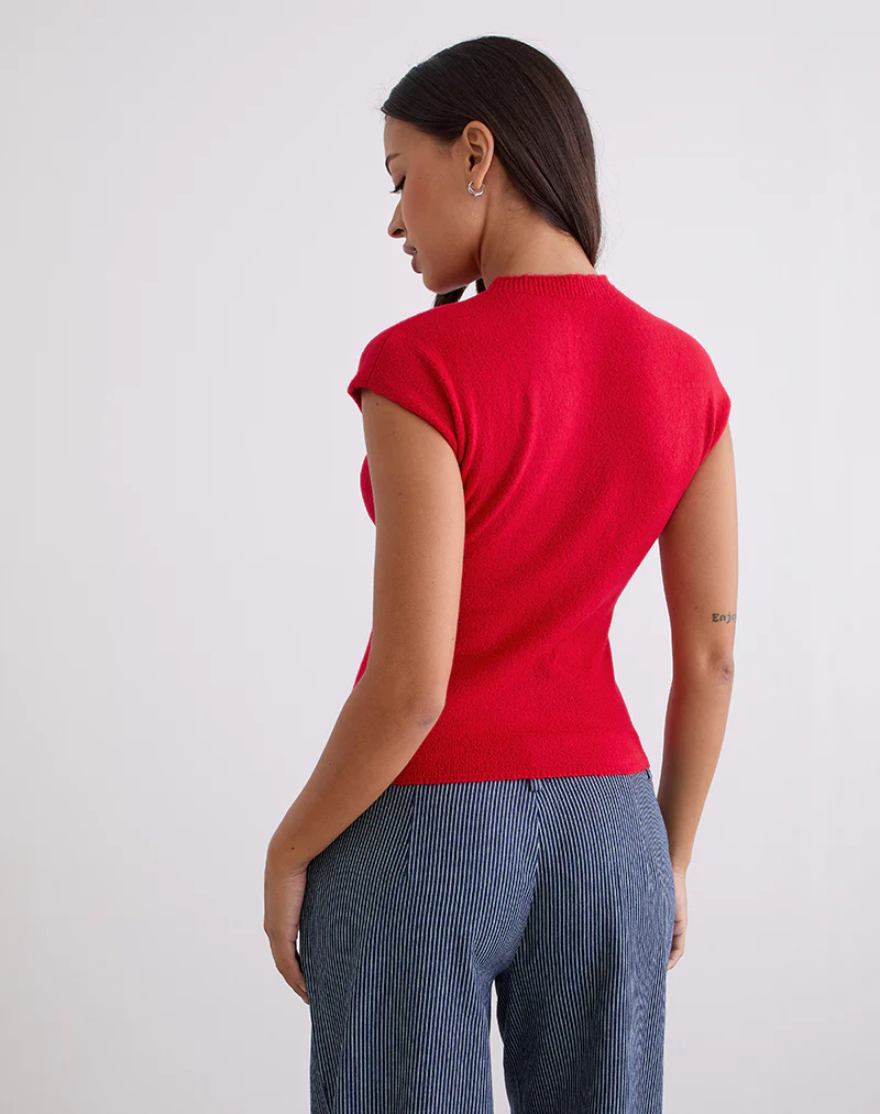 Hanuva Top in Knit Red - Image 4