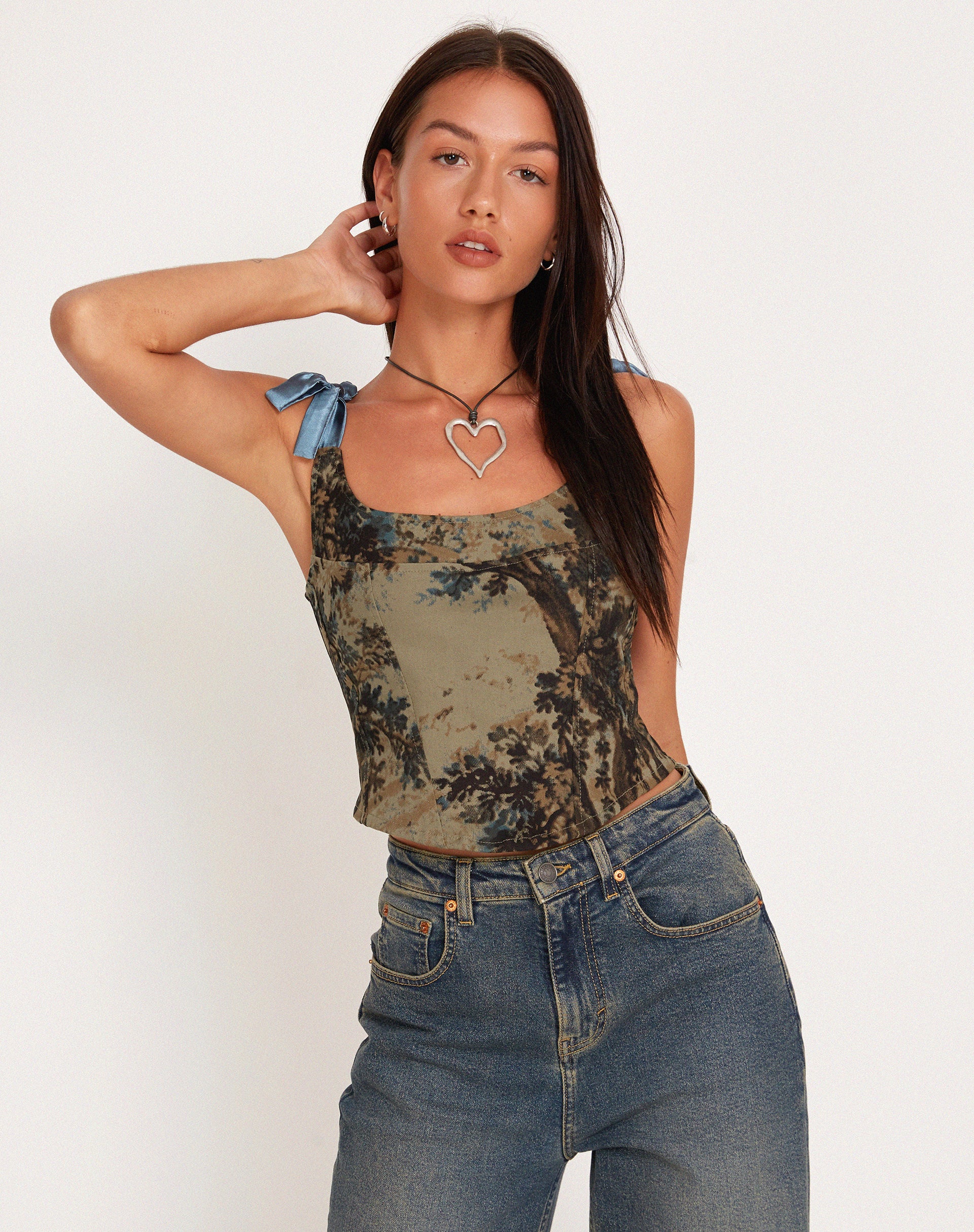 Jatmi Corset Top in Brown Forest Tapestry - Image 2