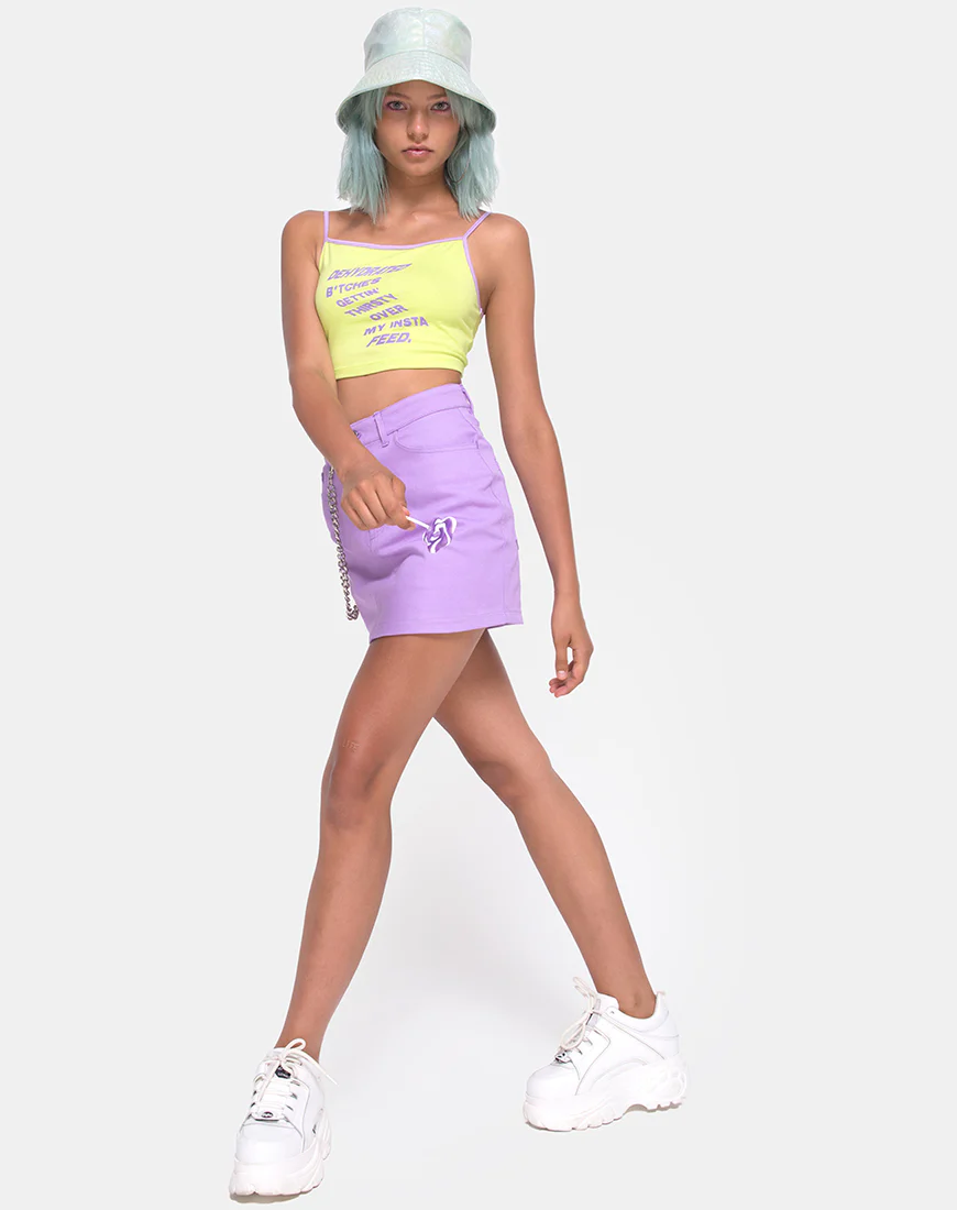 Kamla Crop Top in Lime with Instafeed Text X Top Girl - Image 2