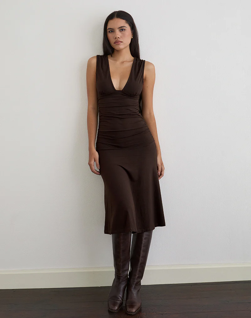 Laluma Midi Dress in Bitter Chocolate - Image 2