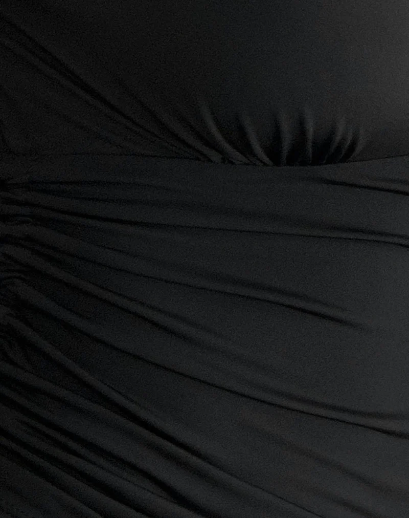 Lindka Plunge Assymetric Top in Slinky Black - Image 6