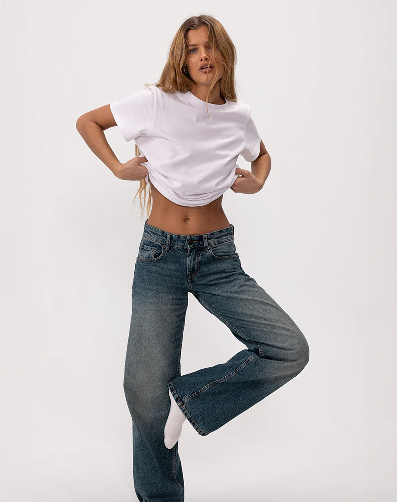 Low Rise Parallel Jeans in Steel Blue - Image 2