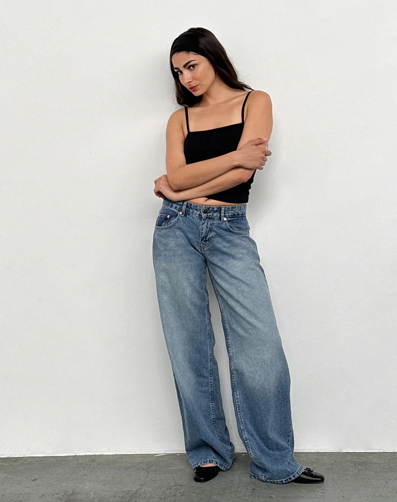 Roomy Extra Wide Low Rise Jeans in Powder Blue - Image 3