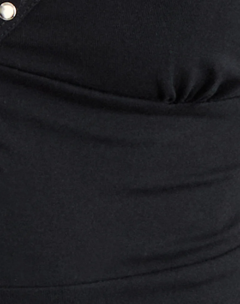 Mioto Keyhole Halterneck Top with Studs in Rayon Black - Image 6