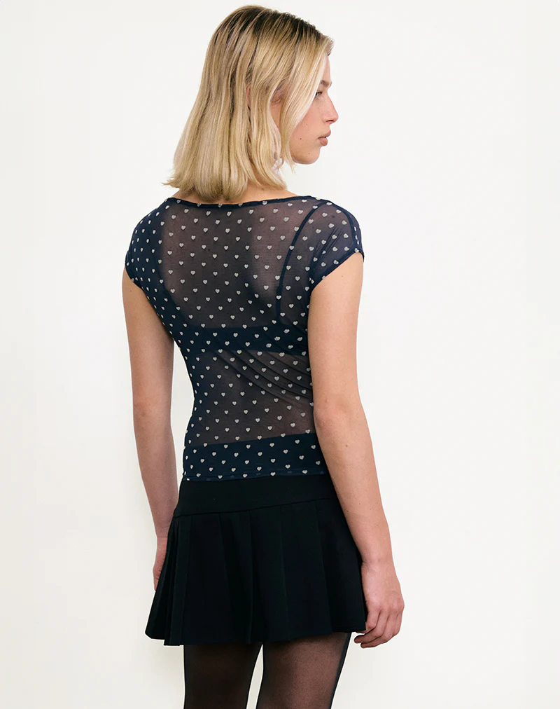 Nova Top in Heart Flock Navy and Yellow - Image 3