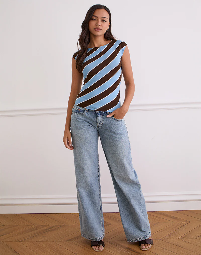 Nova Top in Retro Stripe Blue - Image 3