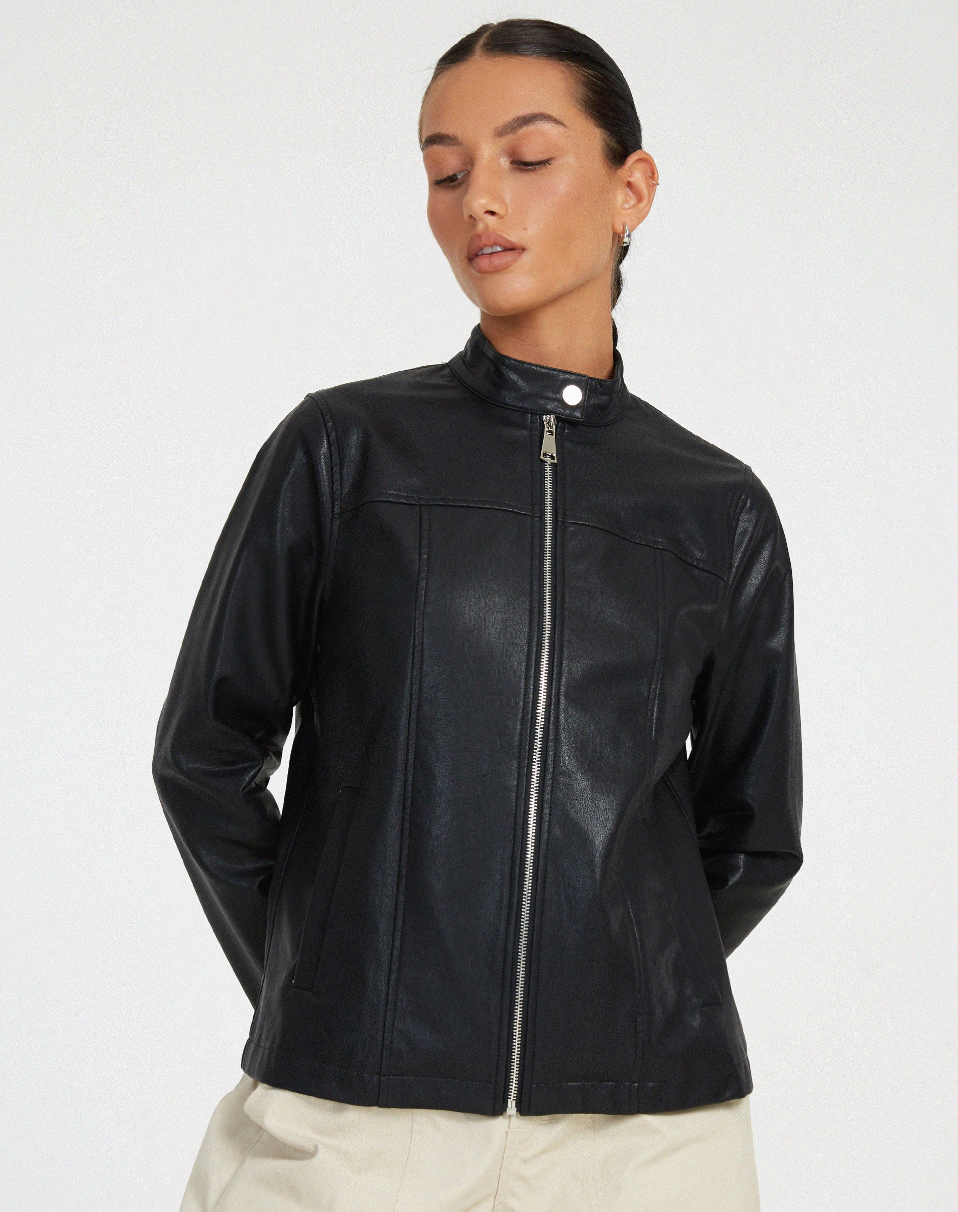 Olivia Jacket in PU Black - Image 2