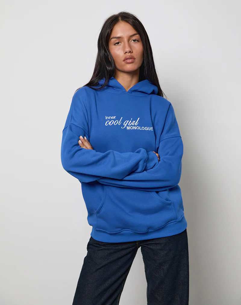 Oversized Hoodie in Cobalt Blue with Cool Girl Graphic - Image 2
