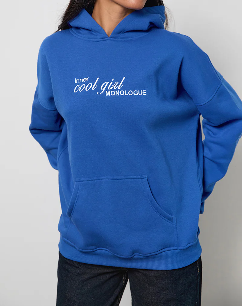 Oversized Hoodie in Cobalt Blue with Cool Girl Graphic - Image 5