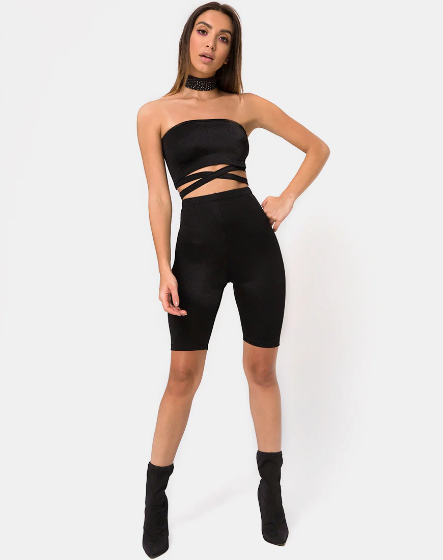 Pinella High Waisted Shorts in Black - Image 3