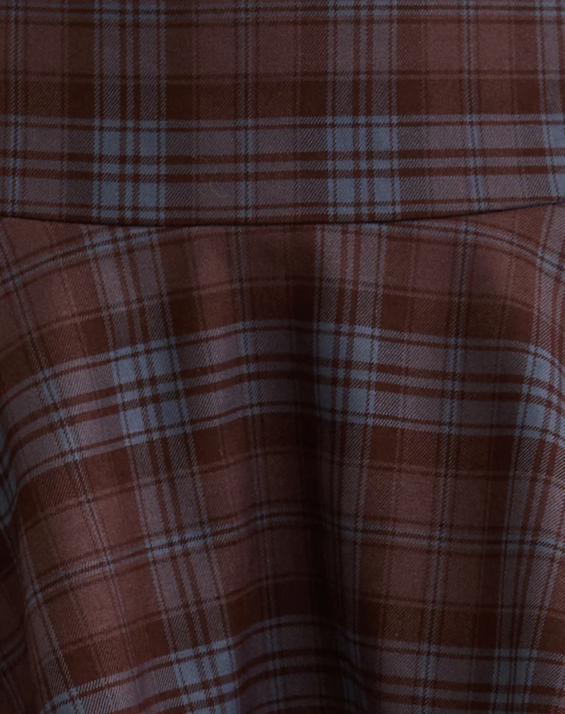 Sakta Peplum Skirt in Burgundy and Blue Check - Image 6