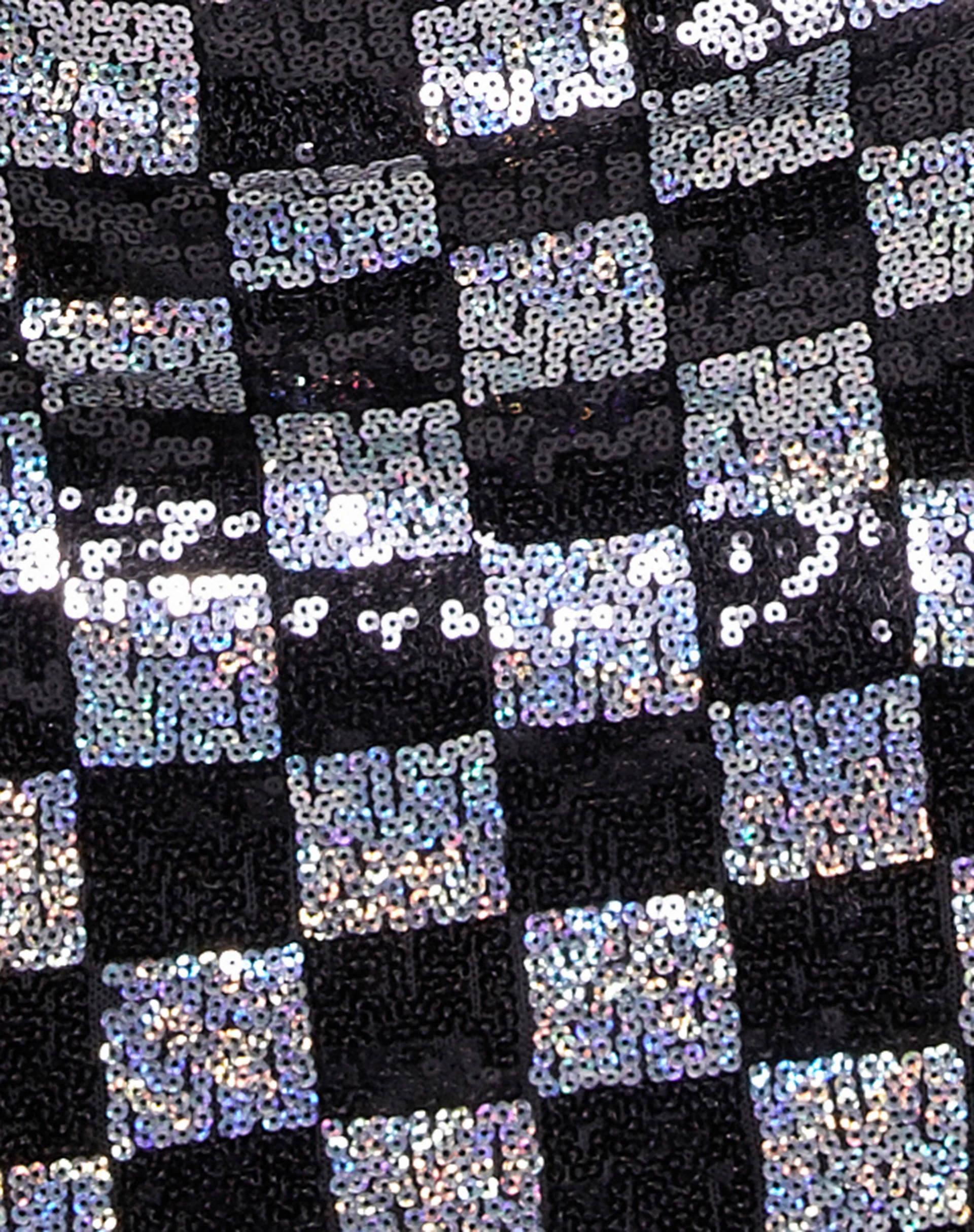 Sazip Mini Skirt in Checkerboard Sequin Black and Silver - Image 8