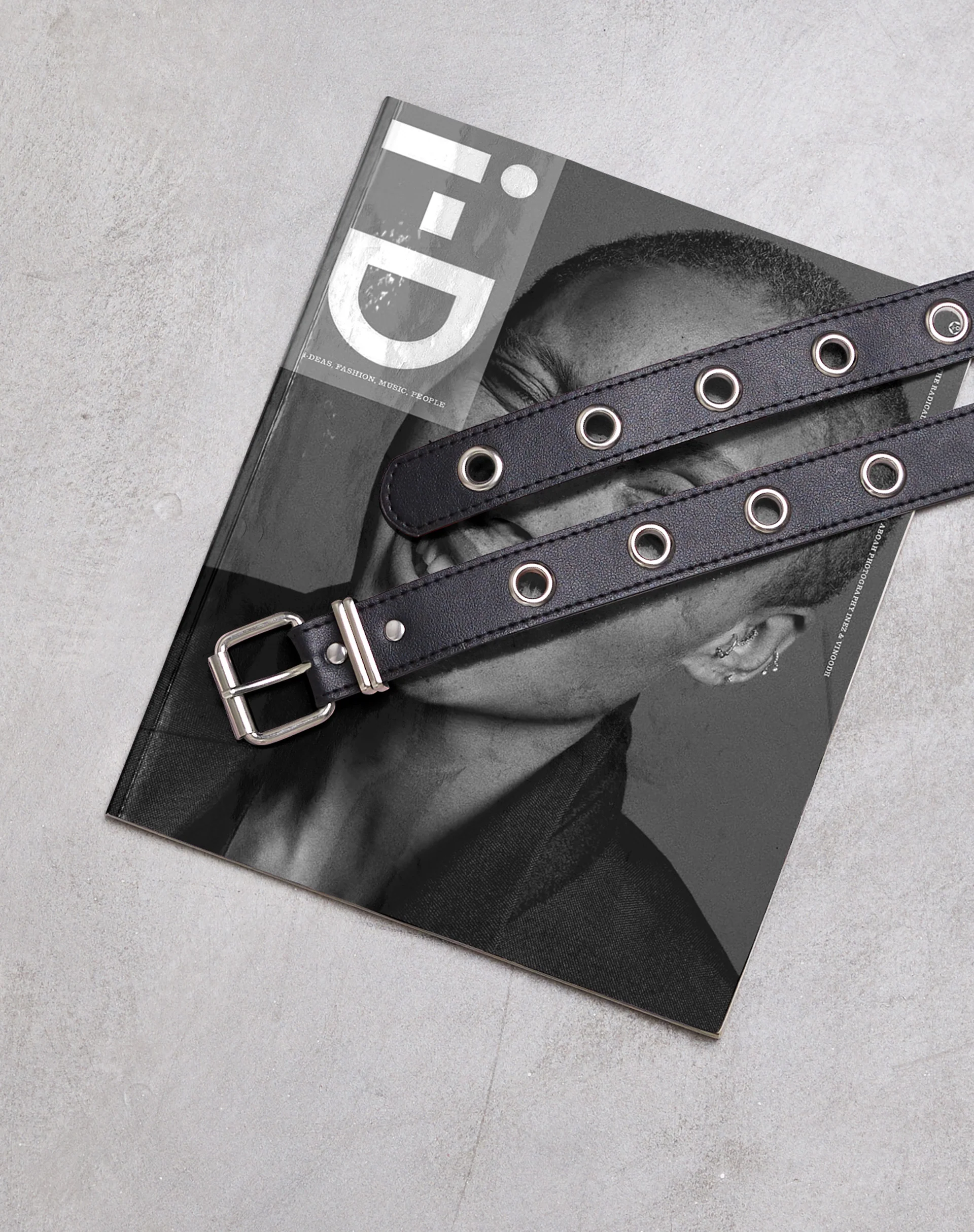 Single Eyelet Grommet Belt in PU Leather Black