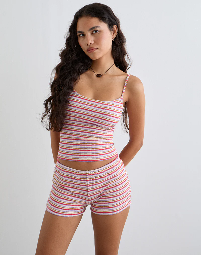 Sunala Cami Top in Stripe Rib Pink and Lilac