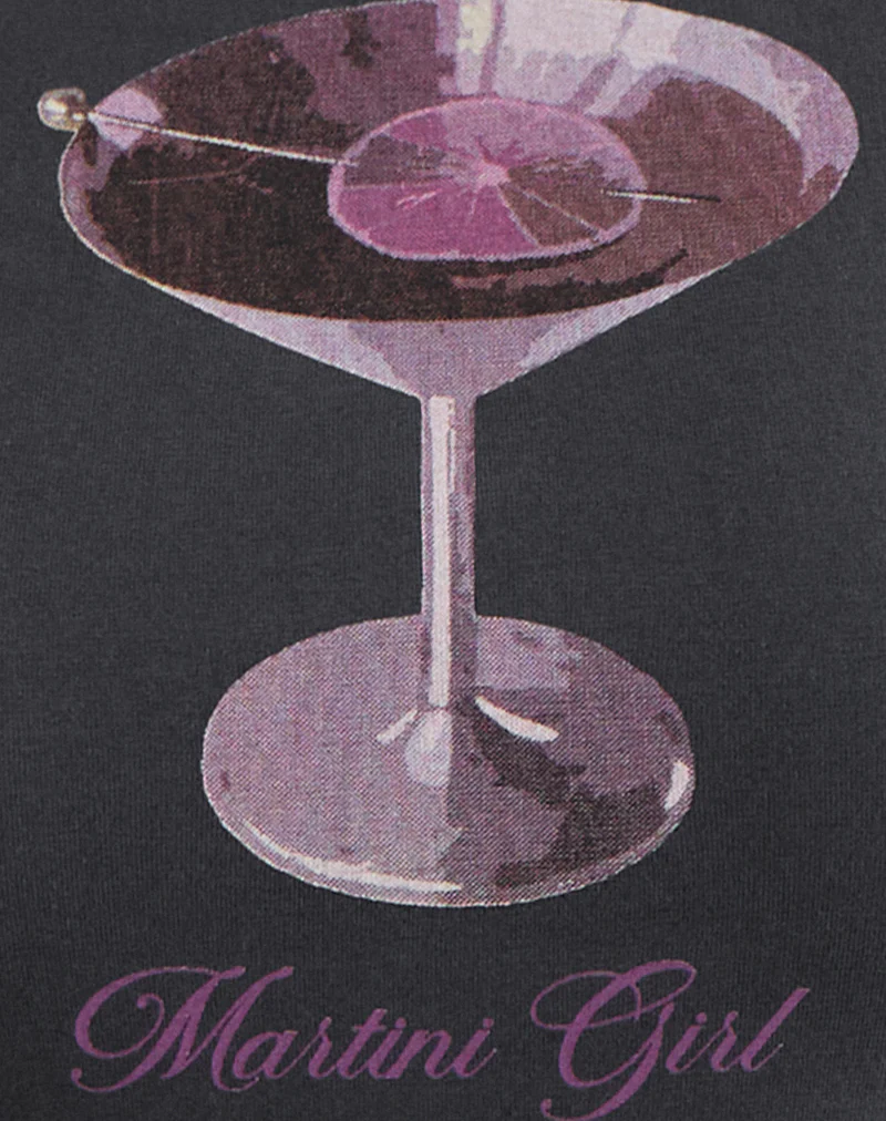Sutin Tee in Beluga Grey with Martini Girl Graphic - Image 6
