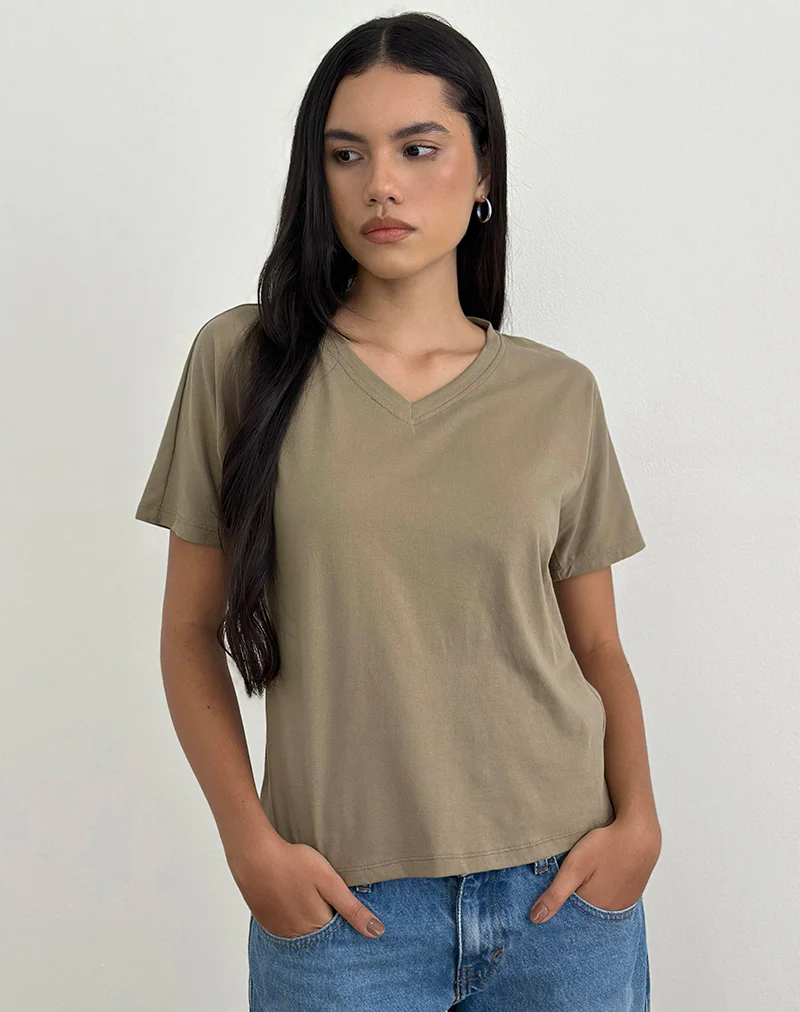 Viman Top in Jersey Khaki