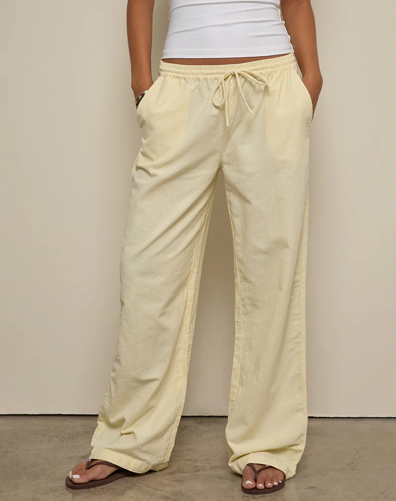 Wasic Wide Leg Trouser in Lemon - Image 2